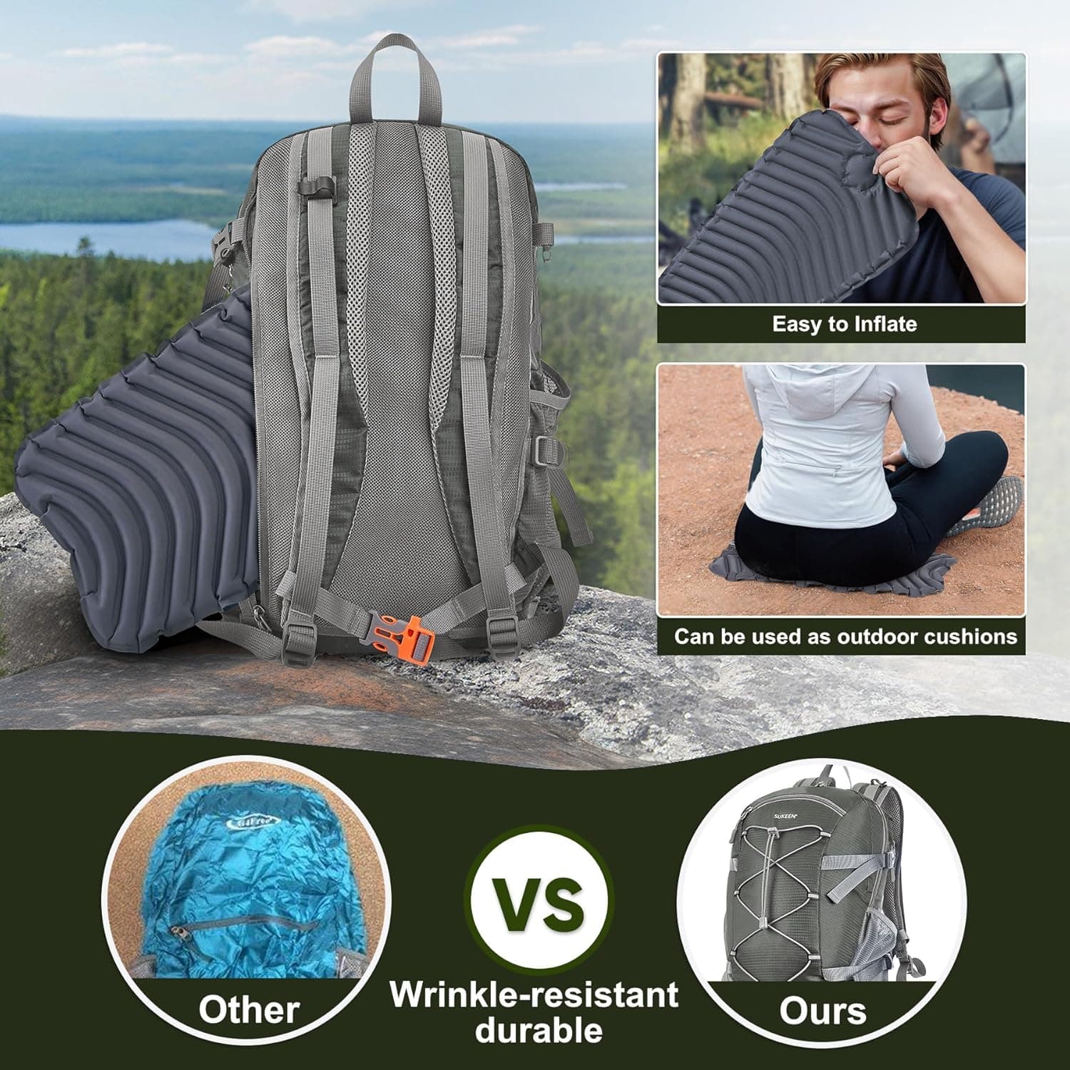 Mochila Plegable Ligera 30L para Senderismo y Viajes 3